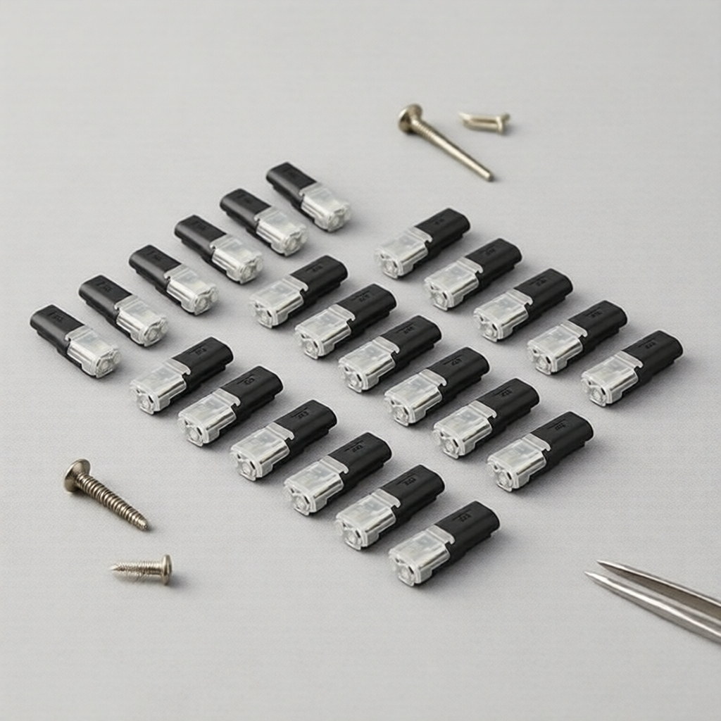 Đầu nối dây cắm 2 chấu 2 chiều, nối nhanh, dây AWG 18-22, tiếp điểm đồng, không cần tuốt dây
