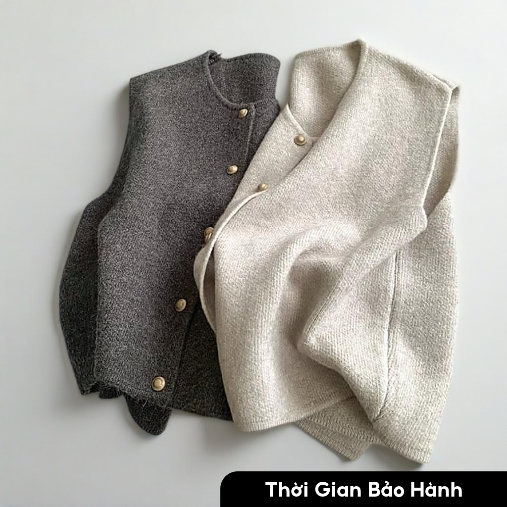 【Sẵn _ Hàng Loại 1 Y Ảnh 】Áo Gile Len Mềm Cúc Ngọc ,Dáng Vừa ,Áo Gile Len Nữ Basic Hàn Quốc