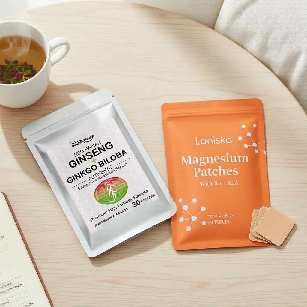 Miếng dán chăm sóc sức khỏe: Ginseng + Ginkgo Biloba tăng năng lượng, Magie + B12 & ALA