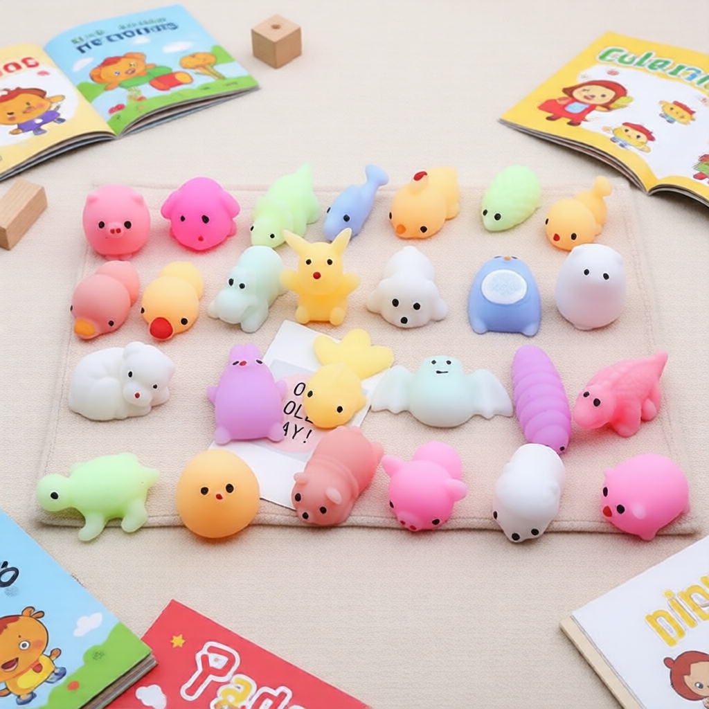 Bộ 60 Đồ Chơi Squishy Mochi Fufu Đáng Yêu cho Tiệc, Giảm Căng Thẳng và Fidget
