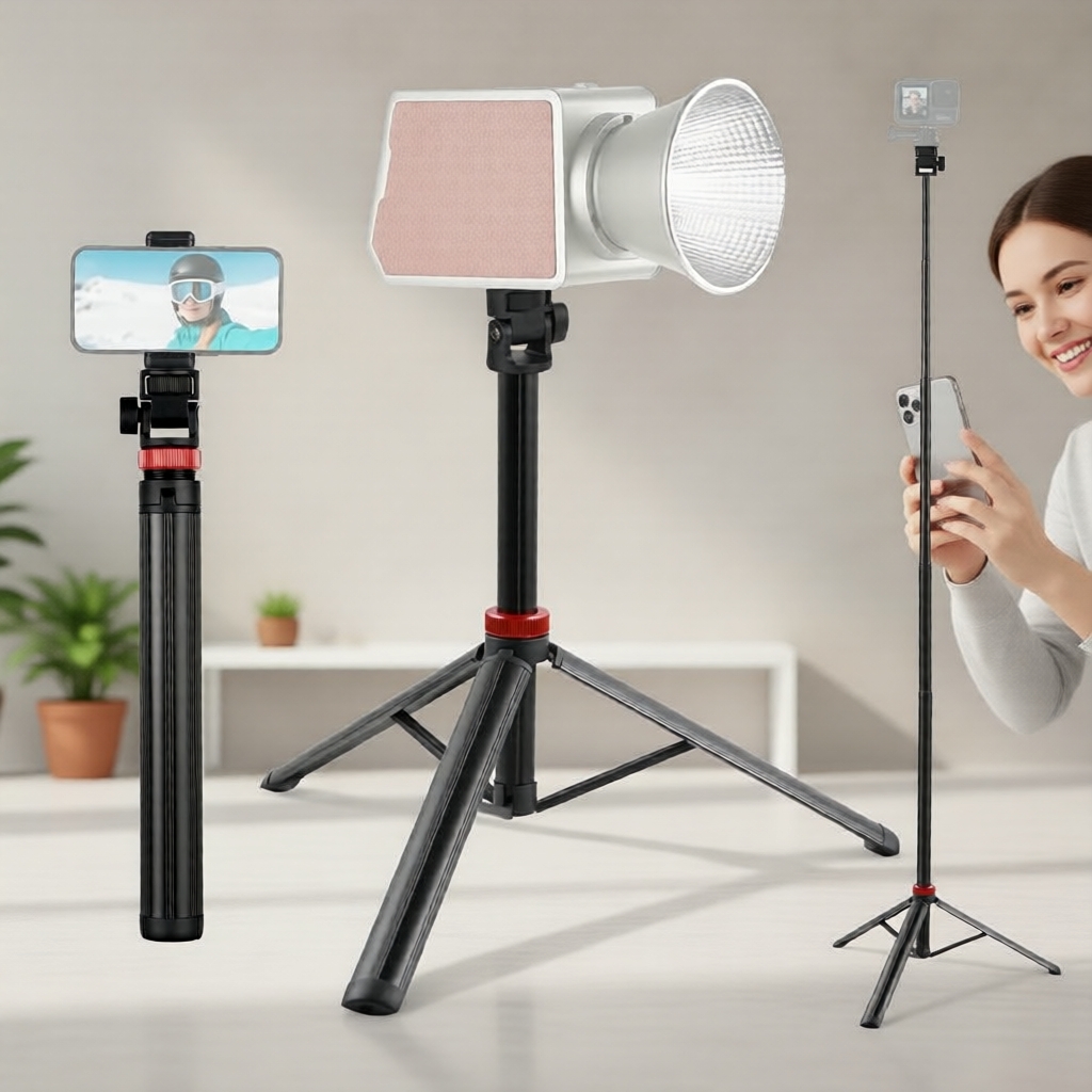 Chân đèn nhôm 82 inch có thể kéo dài, di động, điều chỉnh được, kèm ốc 1/4 inch
