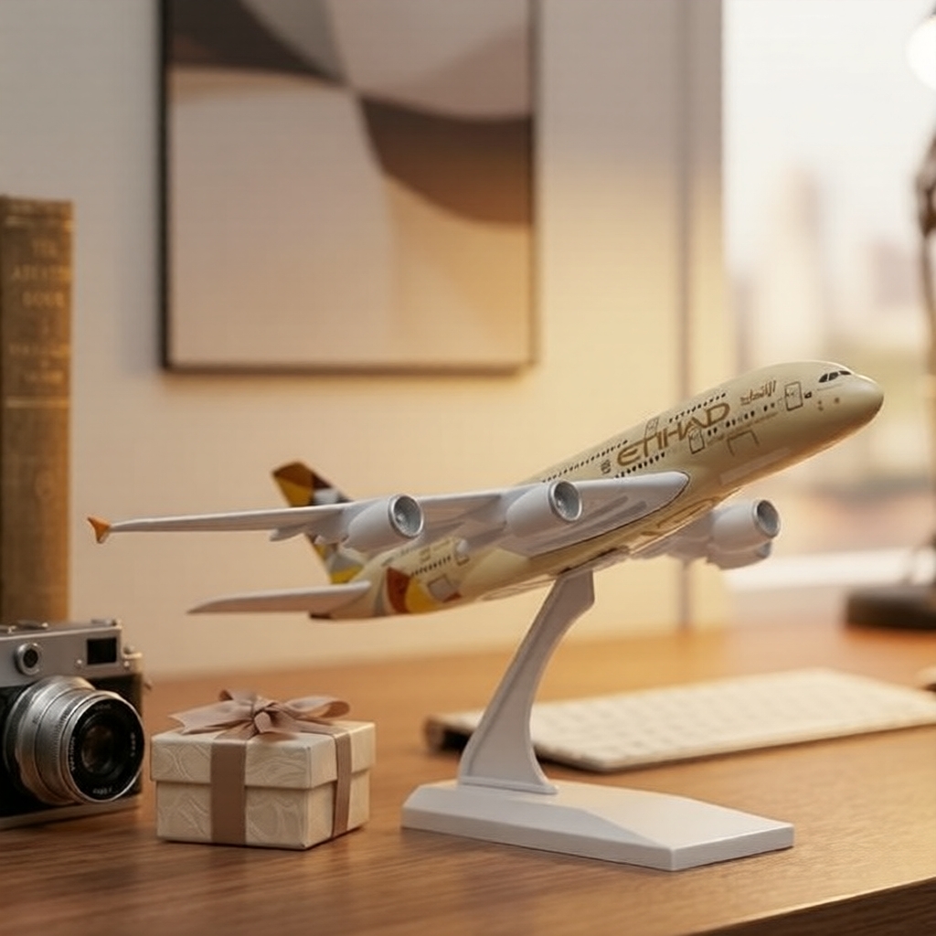 Bộ mô hình nhựa Etihad A380 tỷ lệ 1:280 kèm đế – Trang trí bàn làm việc độc đáo, quà tặng lý tưởng