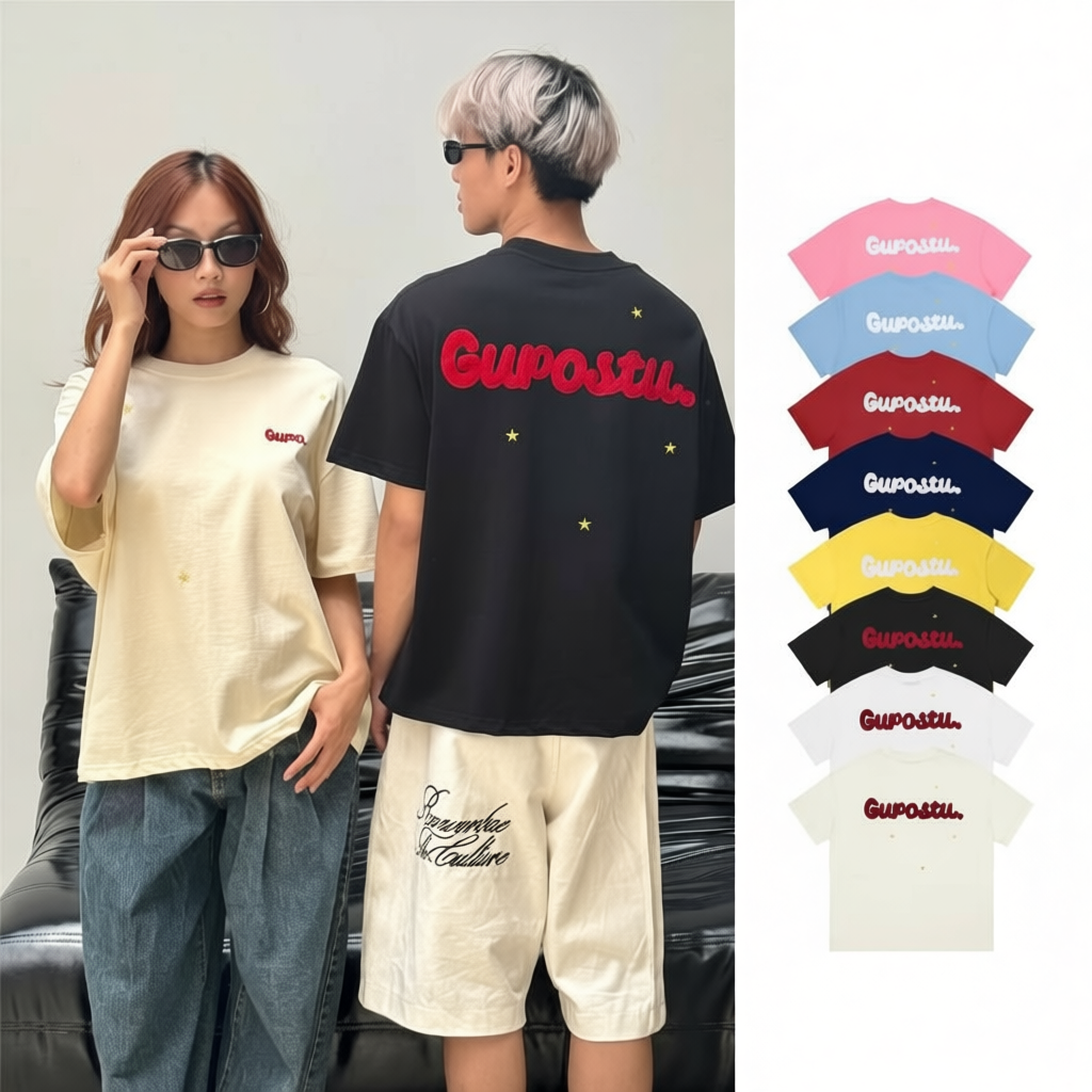 Áo Thun Boxy 280GSM “STAR” Thêu Len Unisex Cotton Local Brand GUPO - TSS01