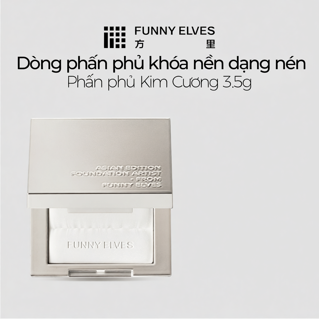 Funny Elves Phấn phủ nén Kim Cương 3.5g – Kiềm Dầu Hiệu Quả, Chuẩn Da Đẹp Tự Nhiên Cho Thời Tiết Nón