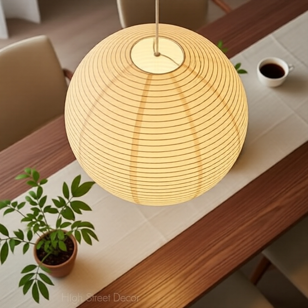 Đèn thả giấy trắng phong cách tối giản, xương chắc chắn – đèn trần cảm hứng Nhật Bản Noguchi