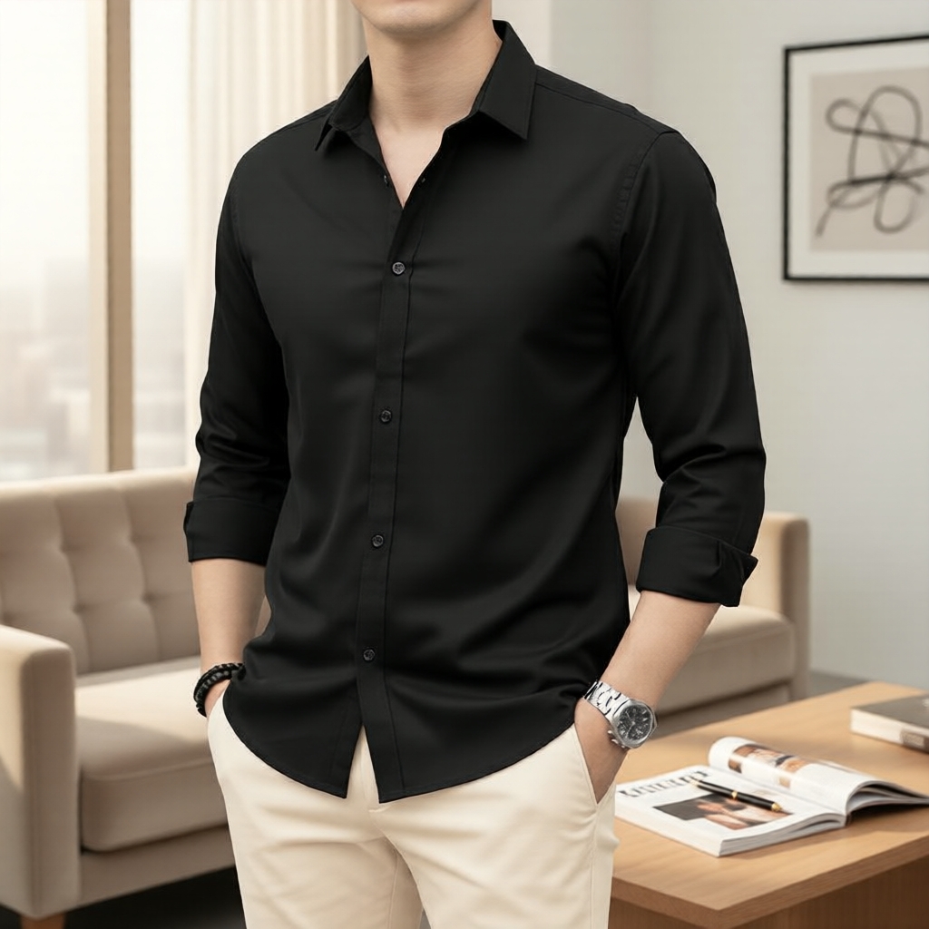 Áo sơ mi nam cổ điển Lovito, kiểu dáng LNE114085