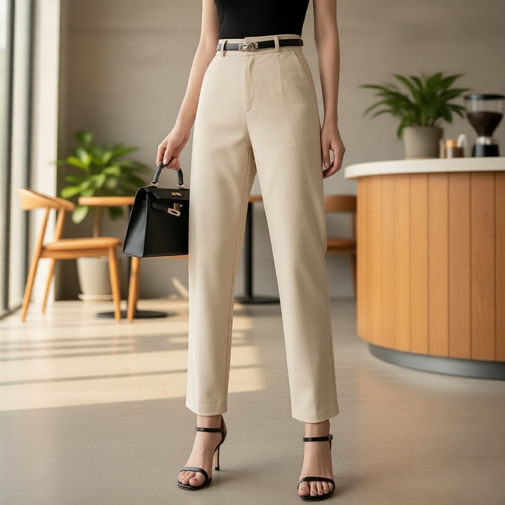 Quần kaki nữ Lovito mùa năm có nút, khóa kéo & chi tiết túi L142ED145