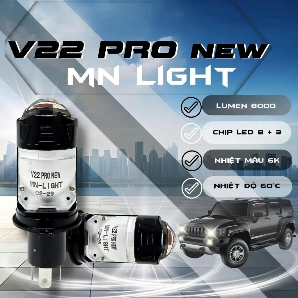 Đèn LED Bi Cầu V22 Pro 40W-45W Chip Osram Hiệu Suất Cao