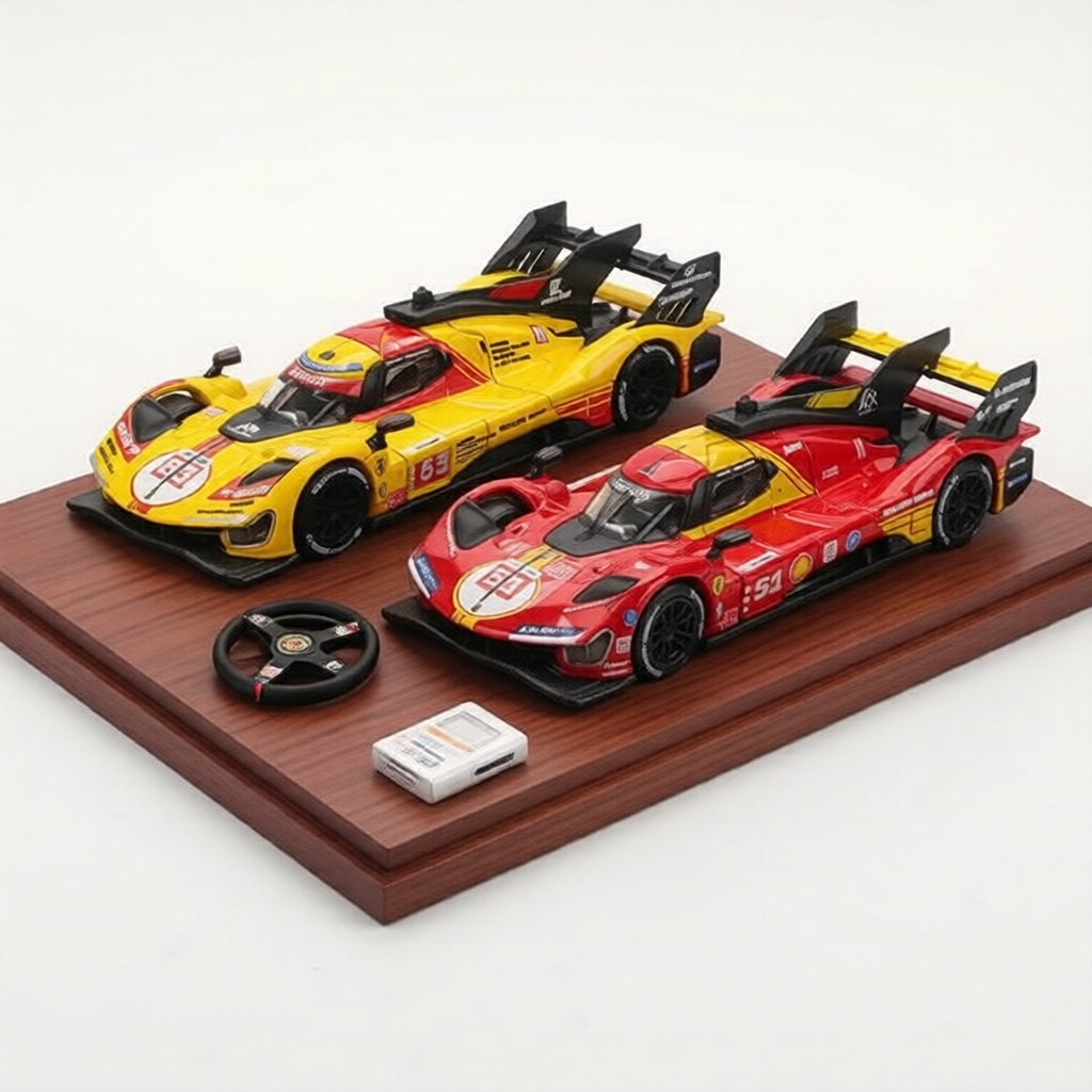 Bburago Mô hình Ferrari 499P tỷ lệ 1:64 kèm hộp trưng bày acrylic cho nhà sưu tập