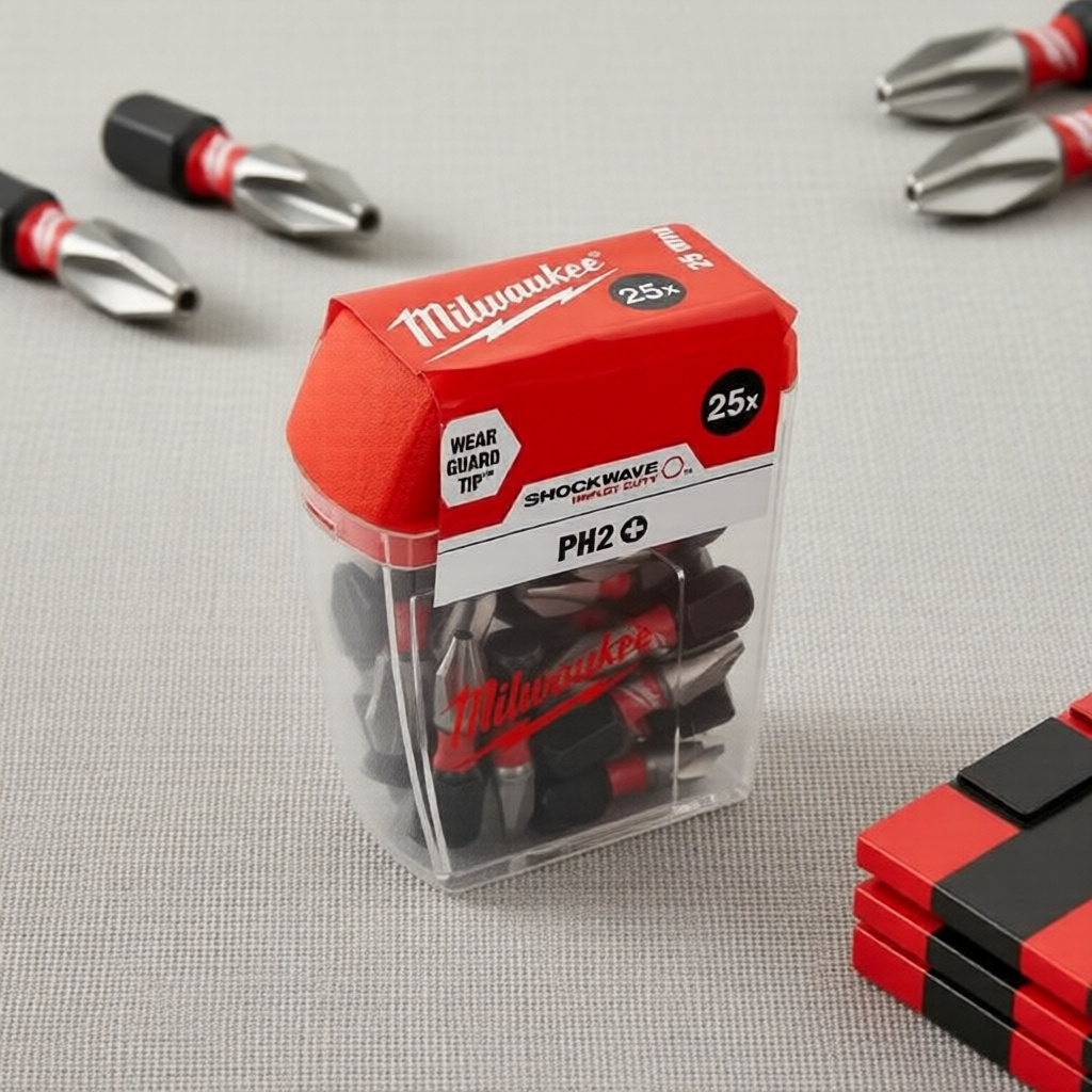 Milwaukee Shockwave 25mm PH2 Mũi bắn vít va đập, thép cứng, bộ 25 cái