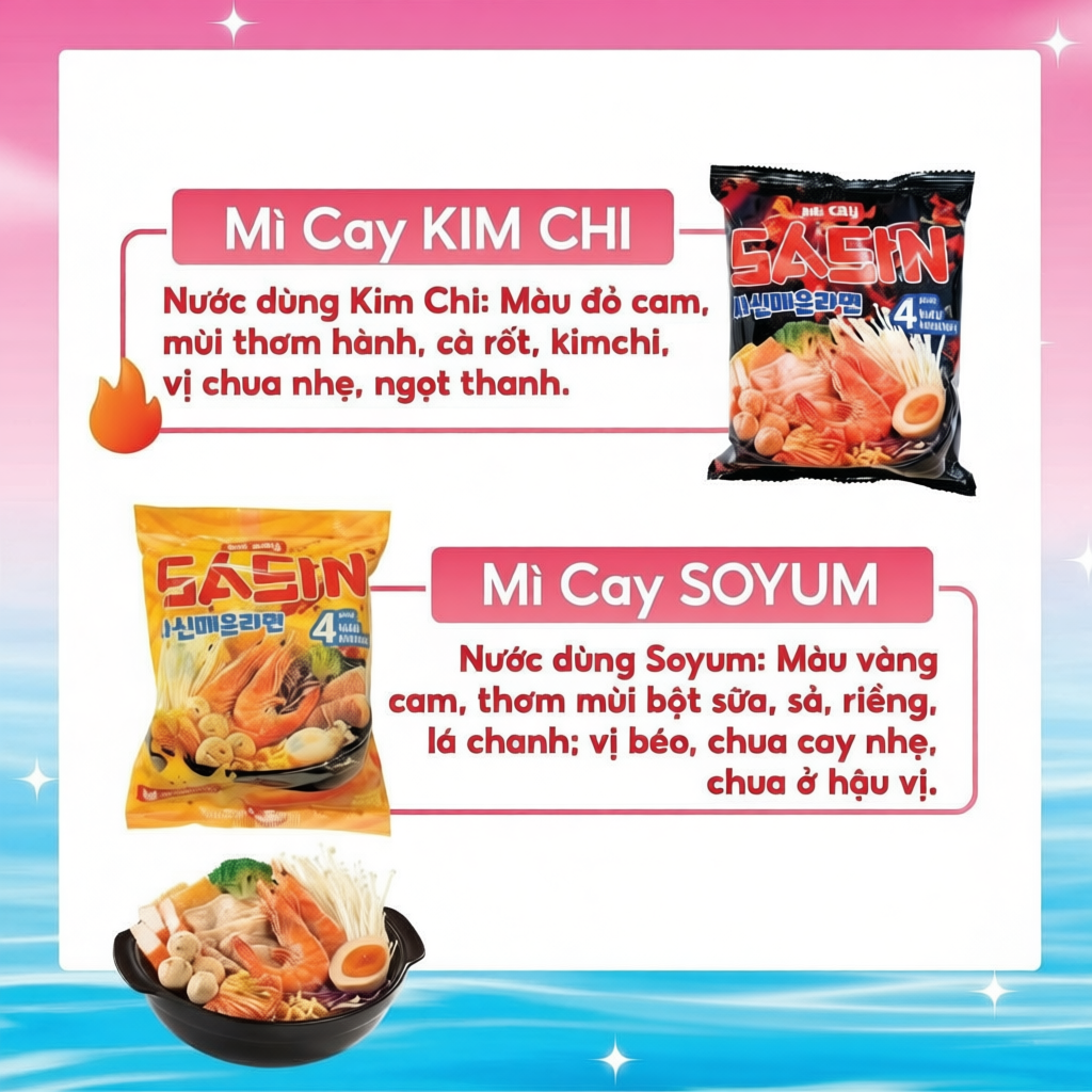 Mì cay Sasin vị Soyum (combo 5 gói mì Soyum + 5 gói xốt ớt độ) BSET0116