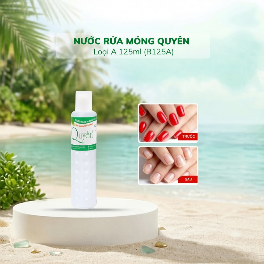Nước Rửa Móng Tay Loại A Mỹ Phẩm Quyên R125A Chính Hãng Tẩy Sạch Nhanh Chóng Axeton 125ml
