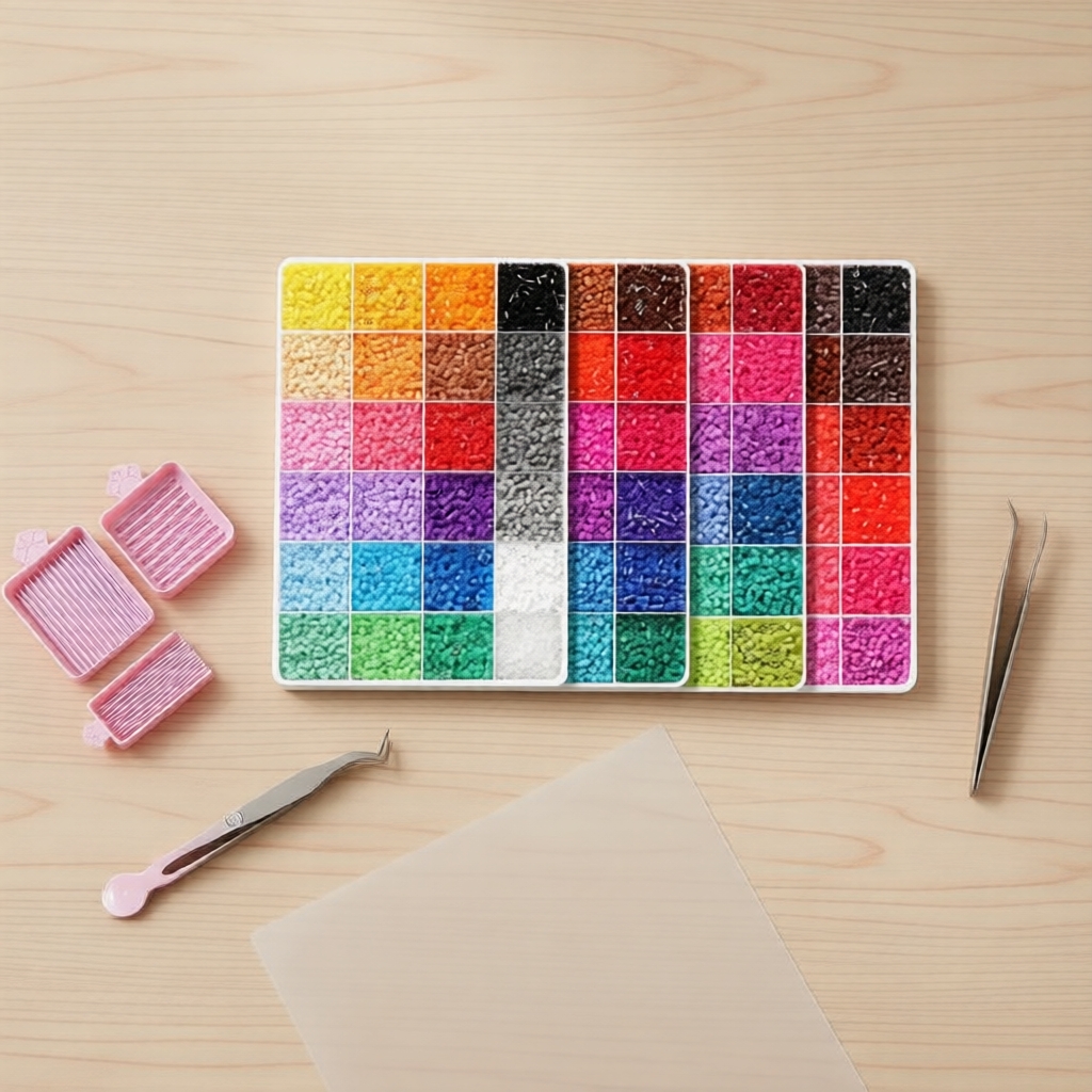 Bộ 96 màu hạt Fuse Beads 2.6mm cho bé - Bộ dụng cụ Perler Beads sáng tạo Pixel Art, quà tặng sinh nh