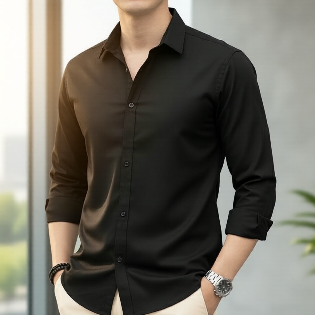 Áo sơ mi nam Lovito trang trọng cài cúc, mã LNE114085