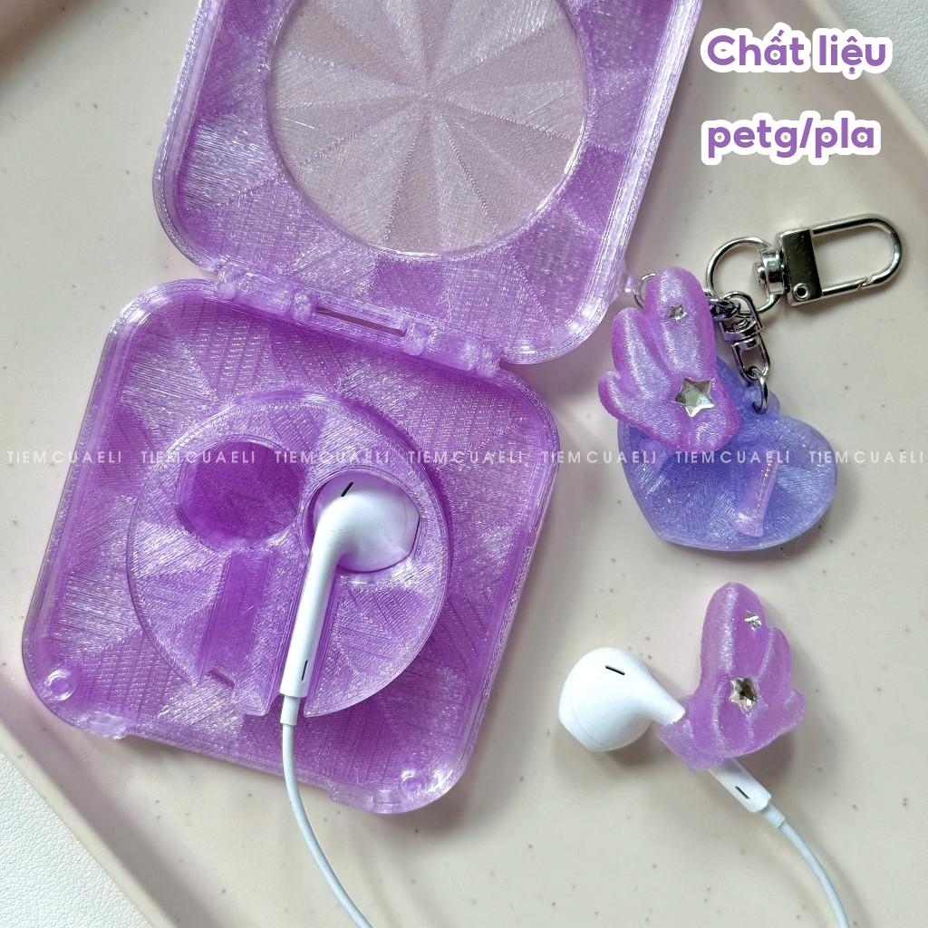 (FREE dán tên) Hộp cuộn tai nghe dây EarPods nắp nam châm | Hộp đựng tai nghe tiện lợi | by Eli