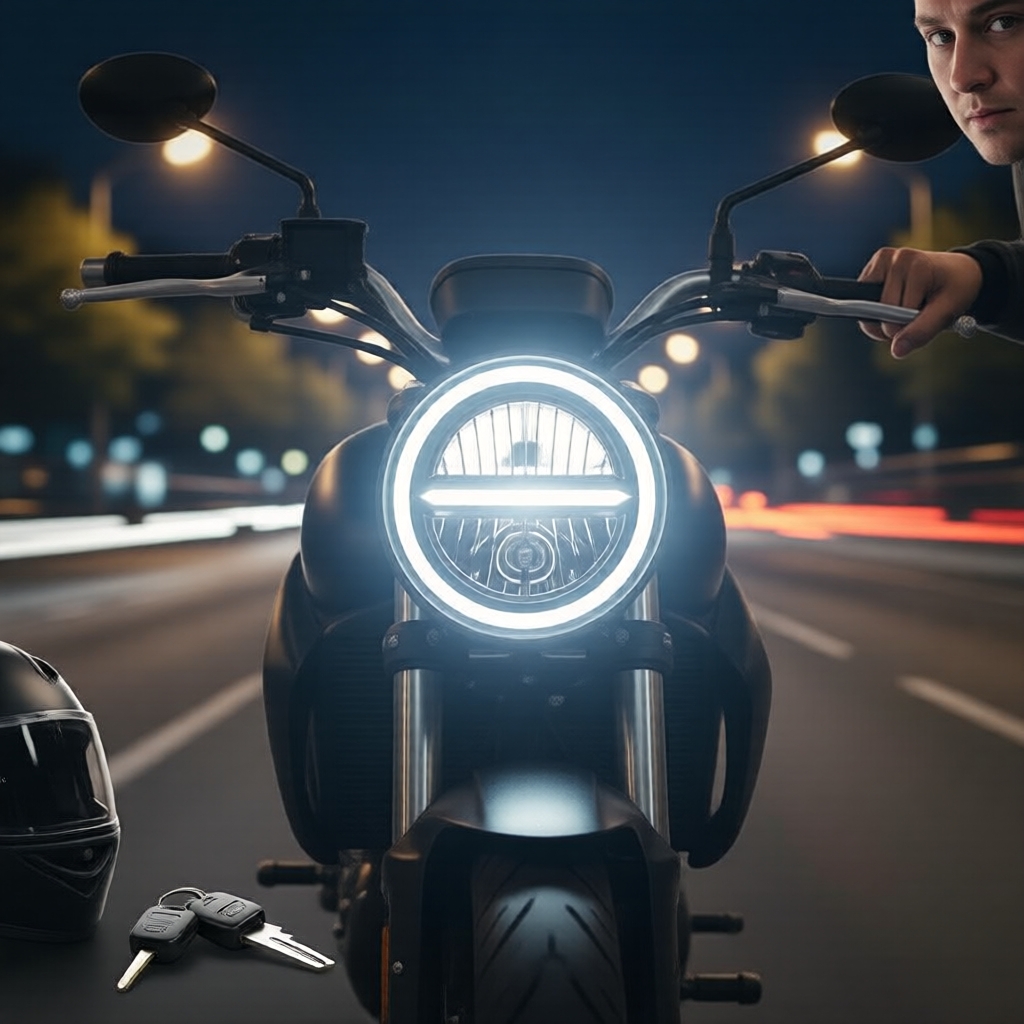 Đèn pha LED Projector 7 inch cho xe máy kèm DRL, lắp vừa cho Harley Touring