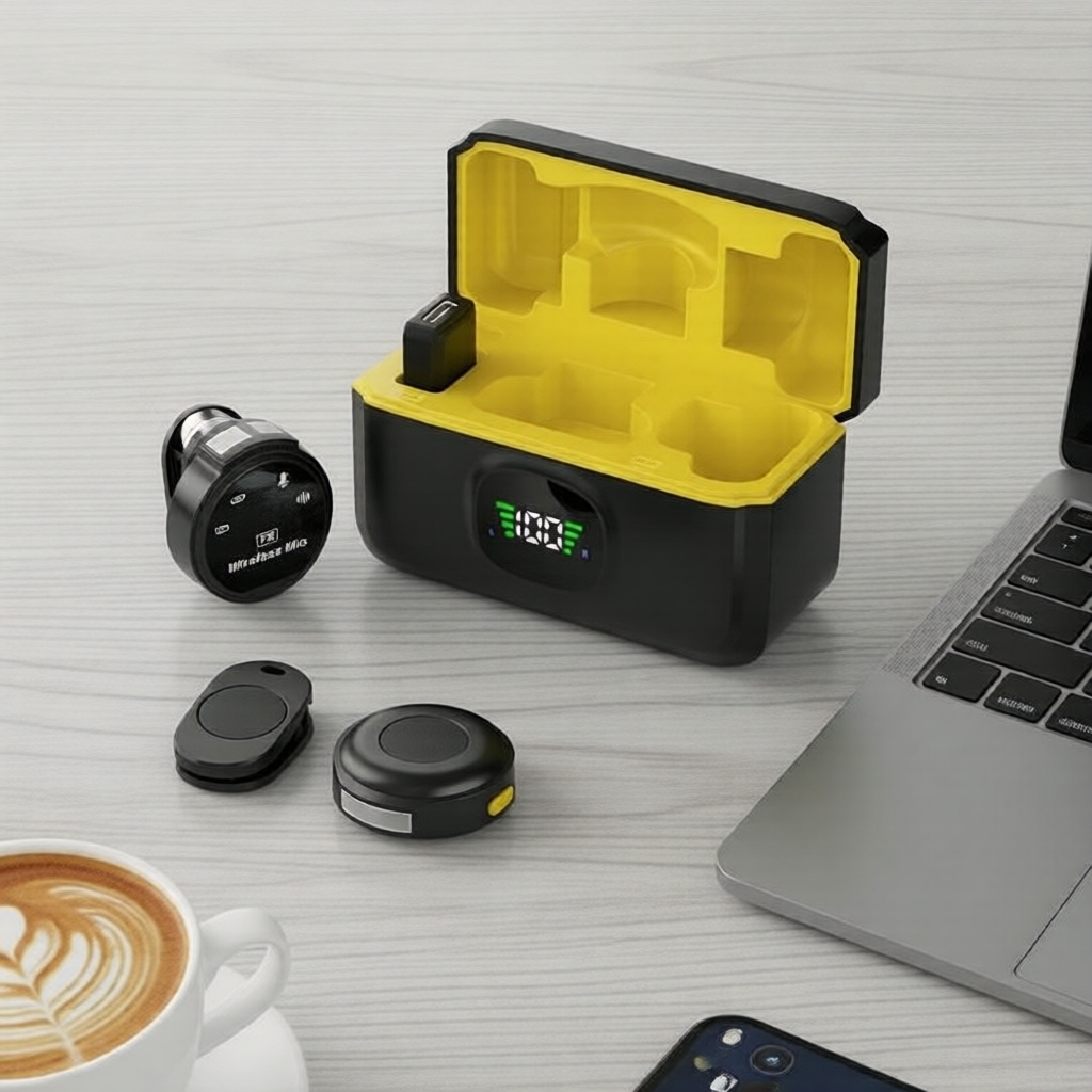 Micro thu âm cài áo Bluetooth J6, mic không dây lavalier cho hệ thống âm thanh