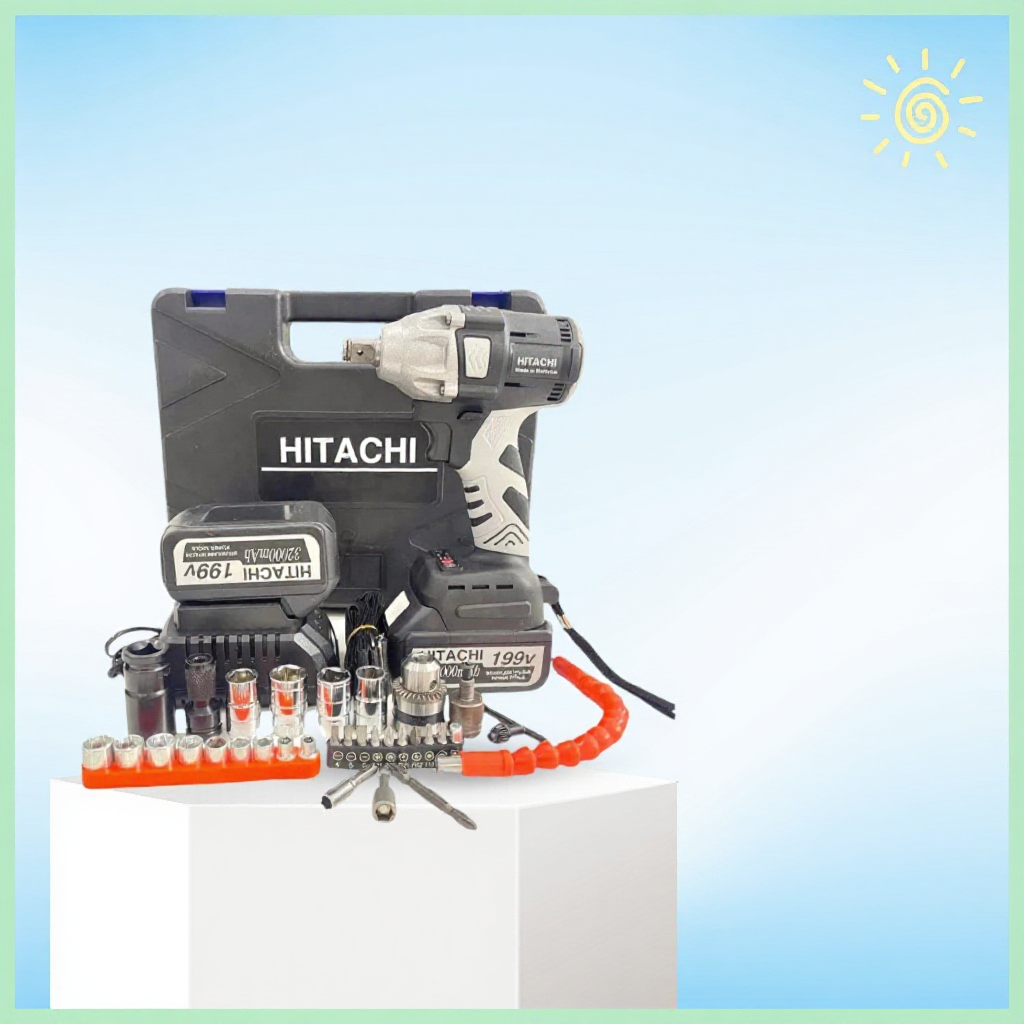 Máy siết bulong Hitachi 199V động cơ không chổi than 3 trong 1 + Tặng Full phụ kiện