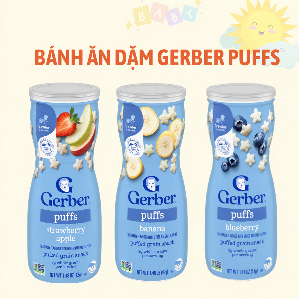 Bánh Ăn Dặm Nestle Gerber Puffs hình ngôi sao 42g CHÍNH HÃNG