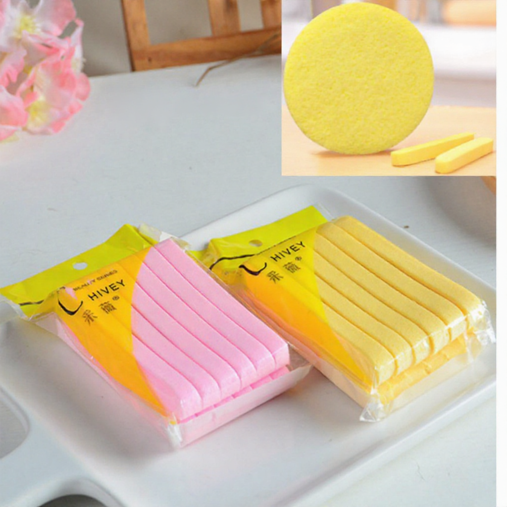 [Bịch 12 Miếng] Bông Mút Rửa Mặt Bọt Biển Dạng Nén Chivey Mềm Gói 12 Cái - O2O Shop