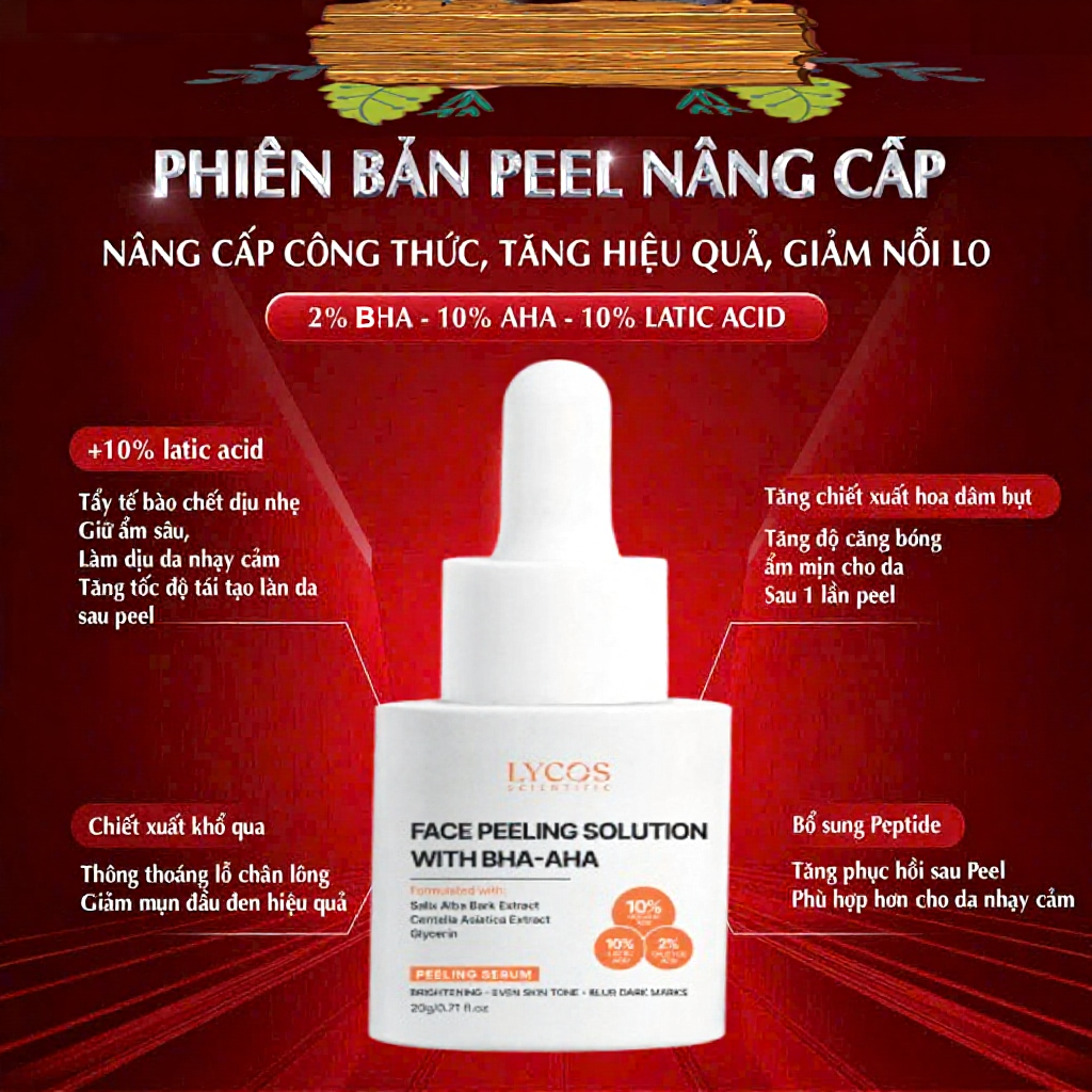[Nâng cấp] Tinh Chất Peel Da Lycos 10% AHA – 2% BHA - 10% Lactic acid: Tái Tạo Da Không Bong Tróc