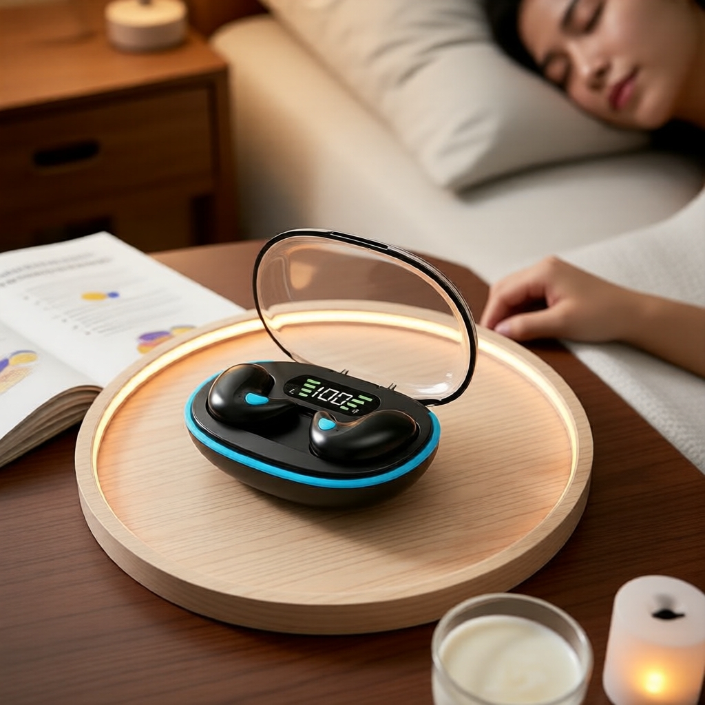 Tai nghe ngủ không dây HQAi X55, âm thanh Hi-Fi, Bluetooth, mic & màn hình pin LED