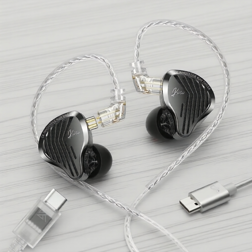 Tai nghe nhét tai GK Kunten 2 chân kim loại tháo rời, âm bass HiFi, phù hợp chơi thể thao và gaming