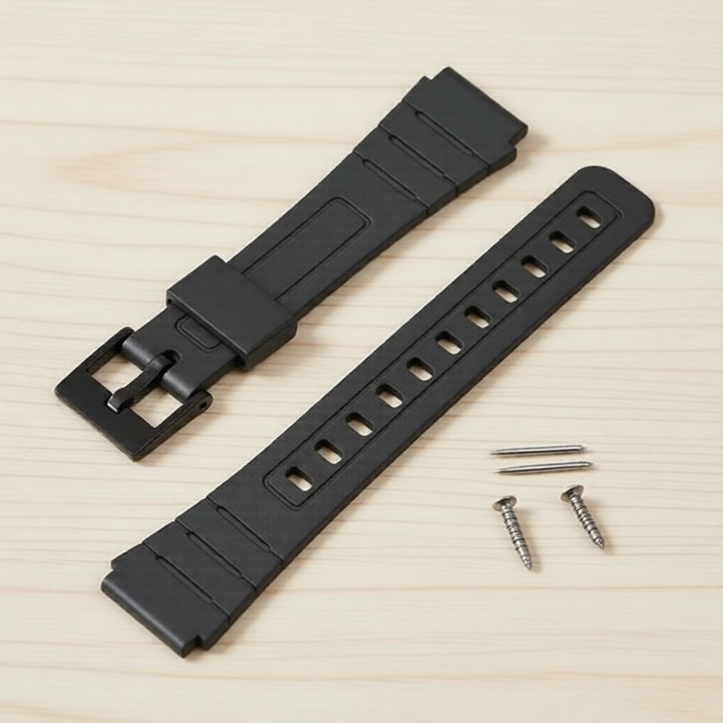 Dây đeo nhựa thay thế cho Casio F91W/A168/A158/AE1200 – Màu đen kèm chốt
