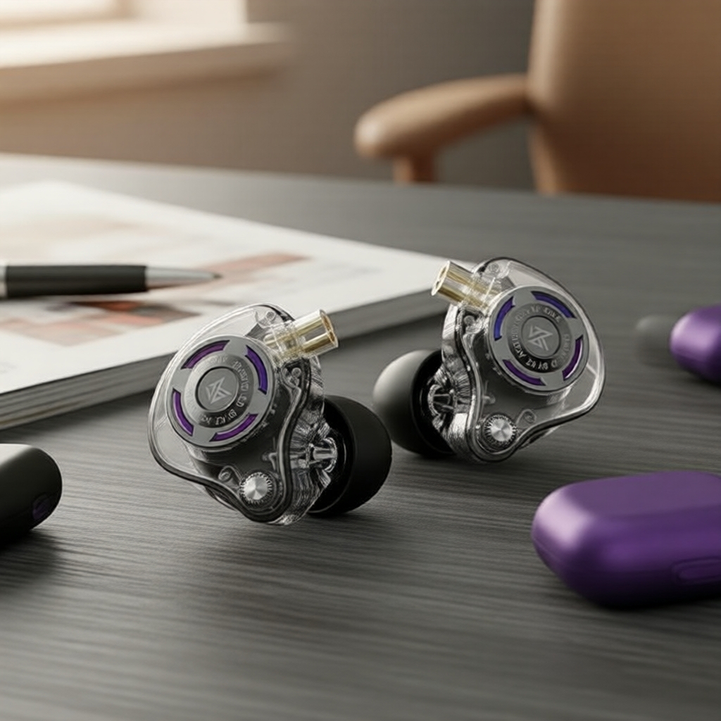Tai nghe có dây KZ Gale HiFi IEMs, tai nghe nhét tai với cáp bạc tháo rời, 2 driver, mic & condenser