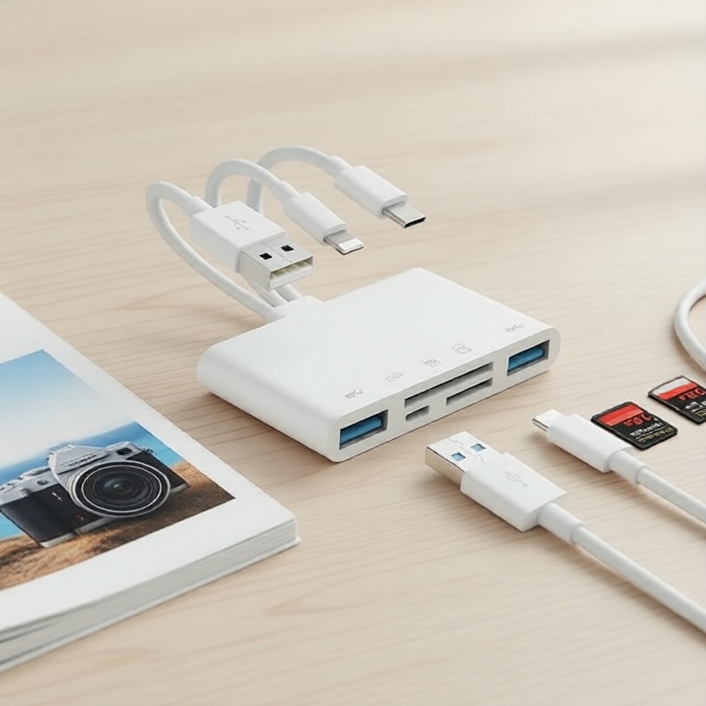 Đầu đọc thẻ 5 trong 1 & Hub OTG cho thiết bị iPhone/iPad/USB-C/A/Micro SD