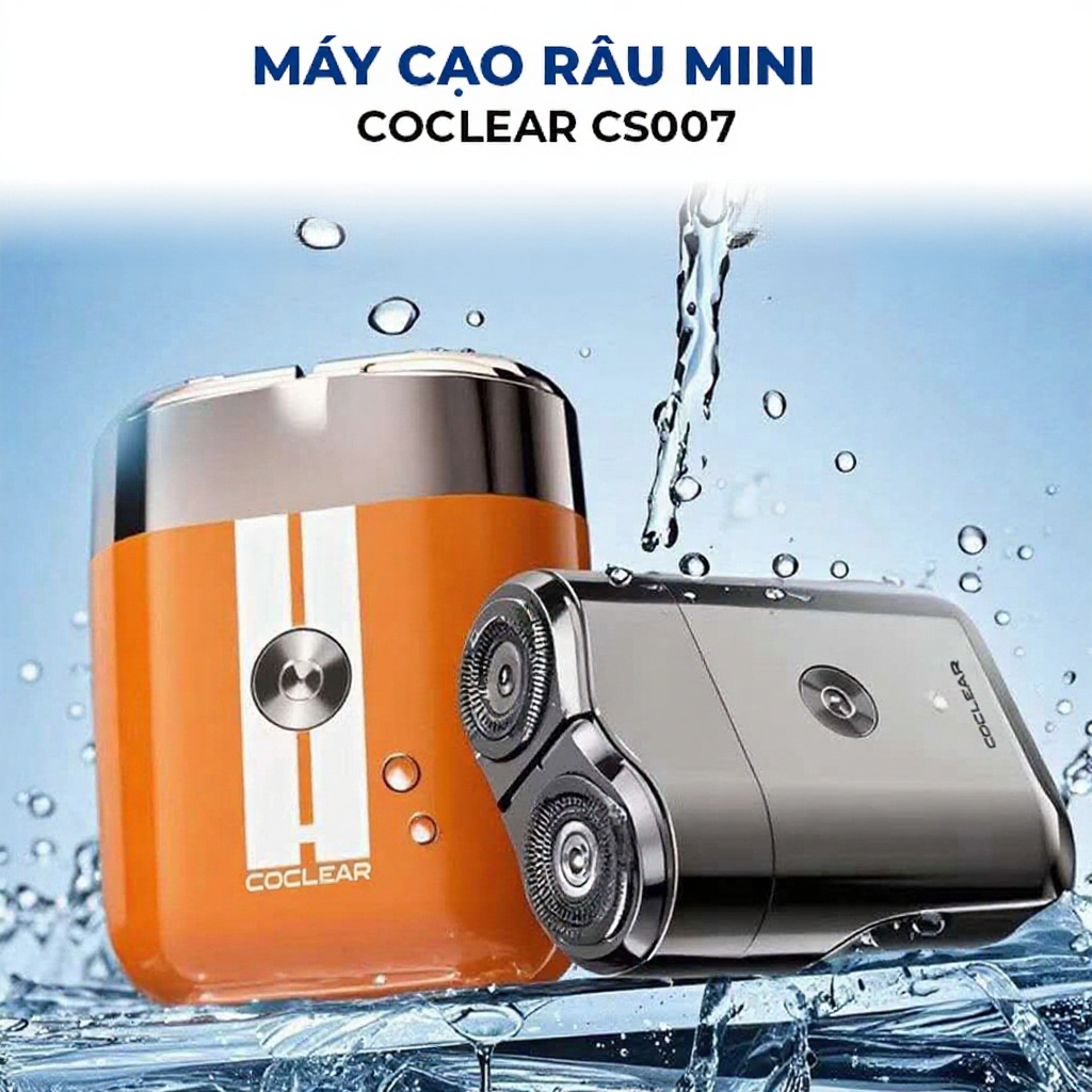 Máy cạo râu mini coclear CS007 thiết kế động cơ tốc độ cao, cạo khô và nước, pin sử dụng đến 2 tháng, bảo hành một năm