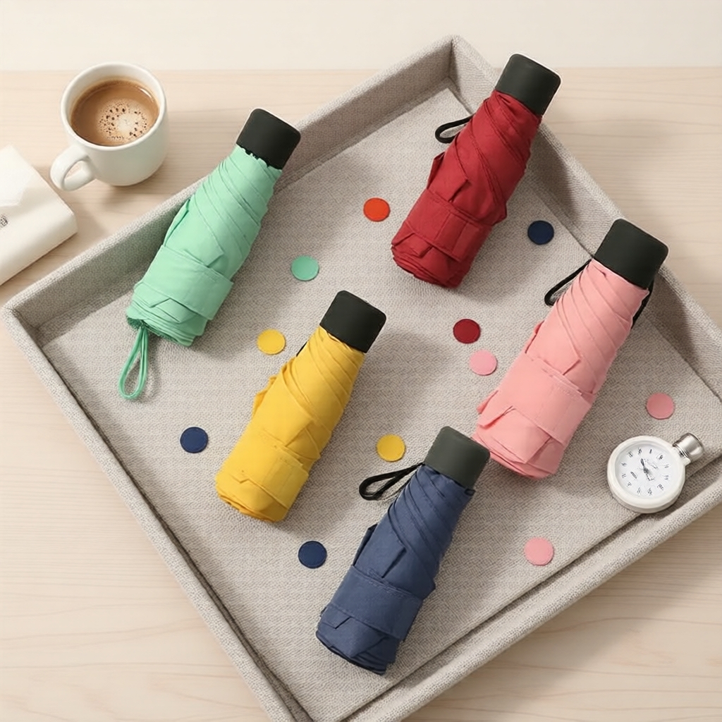 Ô golf mini bỏ túi siêu nhẹ gấp gọn vải vinyl đen chống tia UV