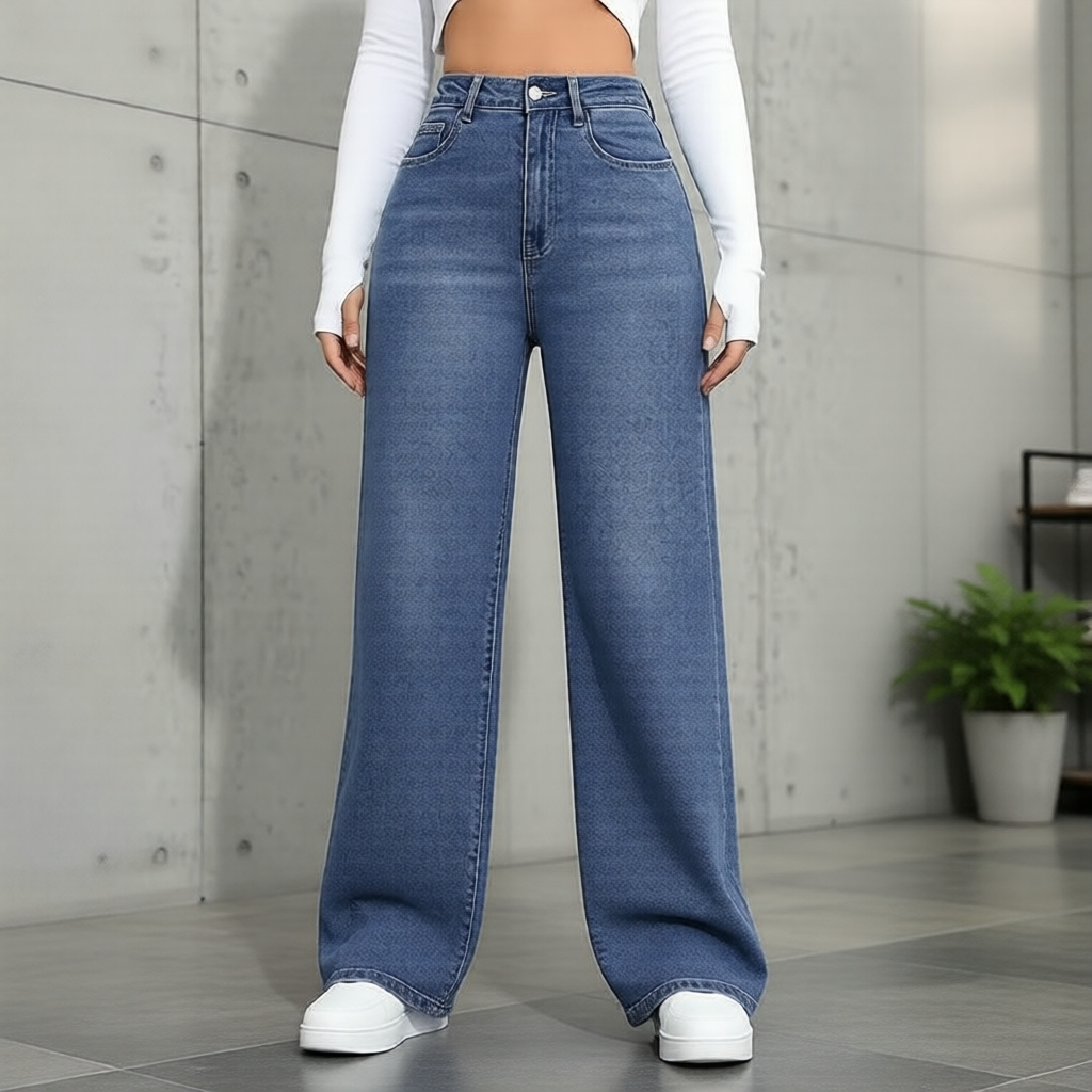 Quần jeans nữ Lovito xanh denim - Casual & đơn giản cho mùa xuân/hè, mã: LK4ED2606