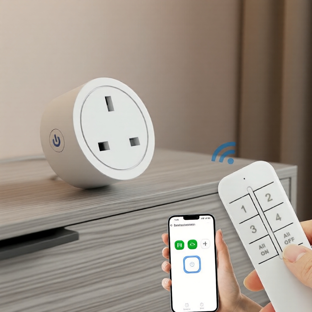 Phích cắm thông minh UK RF không dây 2.4G/Bluetooth, điều khiển thiết bị gia dụng từ xa qua eWeLink