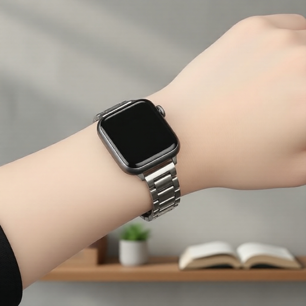 Dây da thép không gỉ tối giản cho Apple Watch 40/44/45/46mm nam nữ