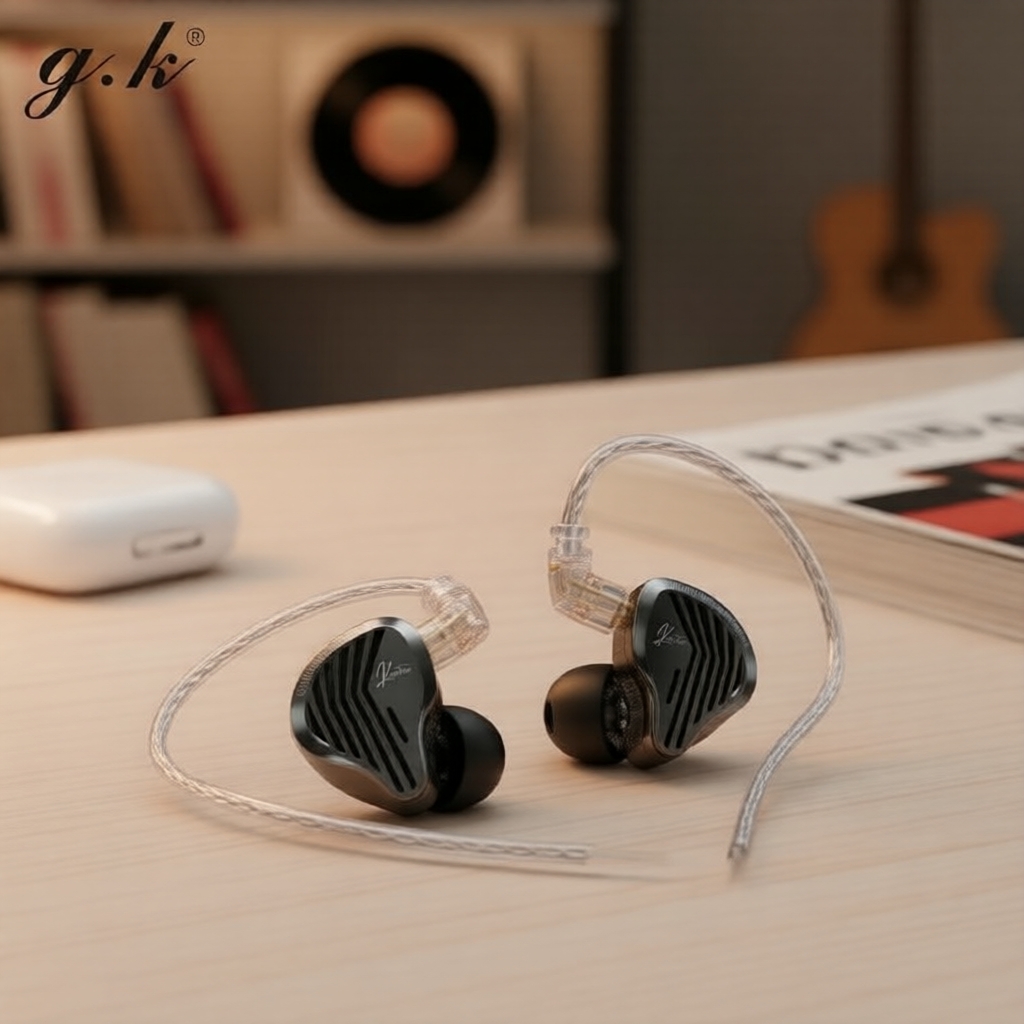 Tai nghe GK KUNTEN Dynamic-Driver HIFI - Âm bass mạnh mẽ, thiết kế thể thao kim loại, tháo rời, tai 