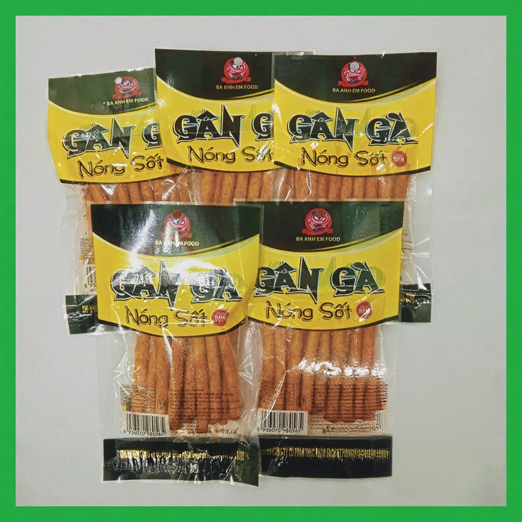 5 gói Snack Gân gà nóng sốt Ba Anh Em foods cay thơm ngon, đồ ăn vặt cổng trường hot nhất