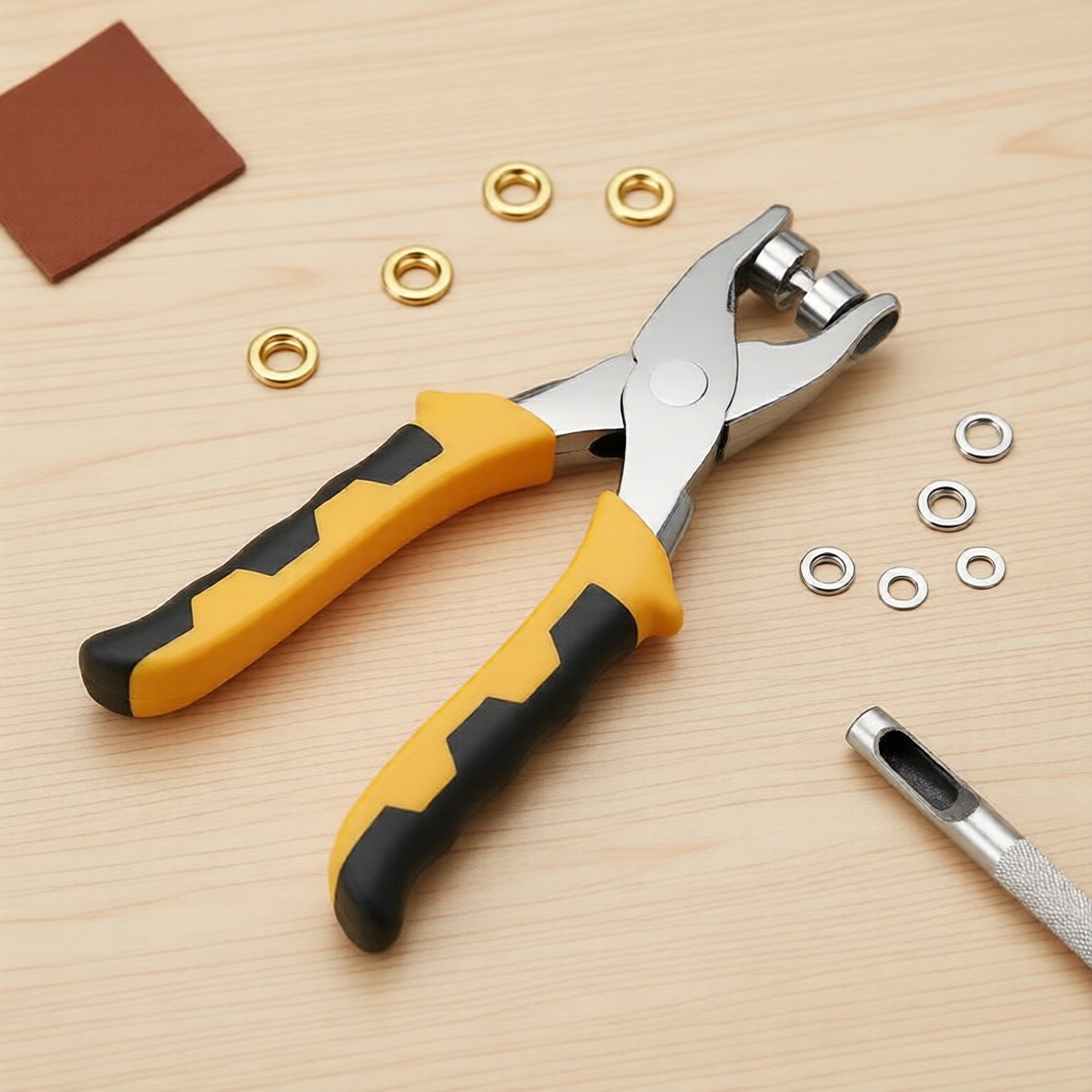 Bộ Kìm Bấm Khoen Mắt Cáo 6mm (1/4 Inch) với 200/400 Khoen Kim Loại, Dùng Bấm Da