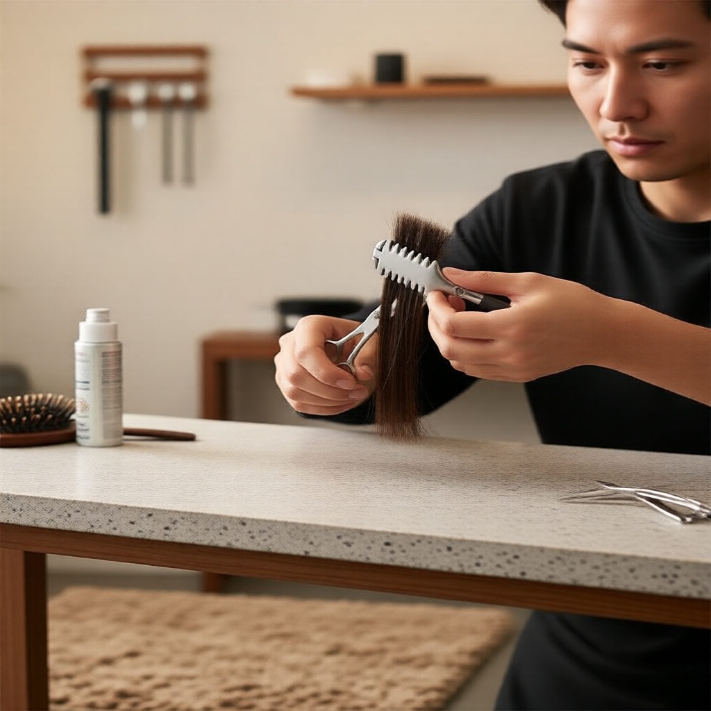 Kéo cạo râu thẳng chuyên nghiệp Double-Edge Manual Thinning Shears Razor, giá đỡ dao cạo thẳng