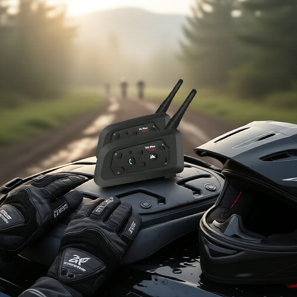 Mũ bảo hiểm Bluetooth V6 Pro, Intercom 1200m kênh đôi, tai nghe không dây chống nước