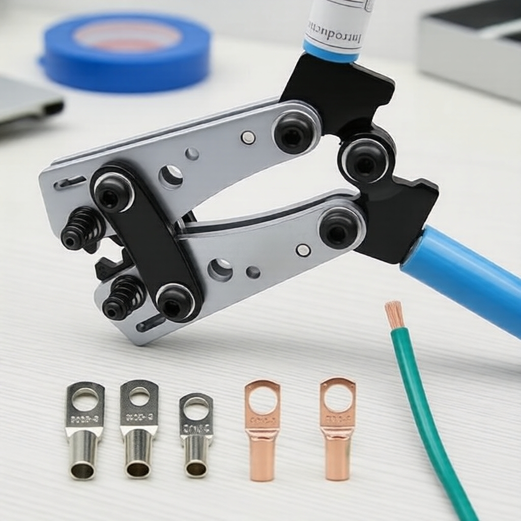 Kìm ép cốt 6-50mm2 cho AWG 10/8/6/4, dụng cụ cầm tay ép đầu cos có kèm chức năng tuốt dây