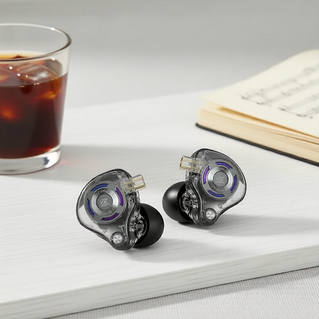 Tai nghe chơi game KZ Gale HiFi, tai nghe có dây IEM, cáp tháo rời mạ bạc, 2 mic