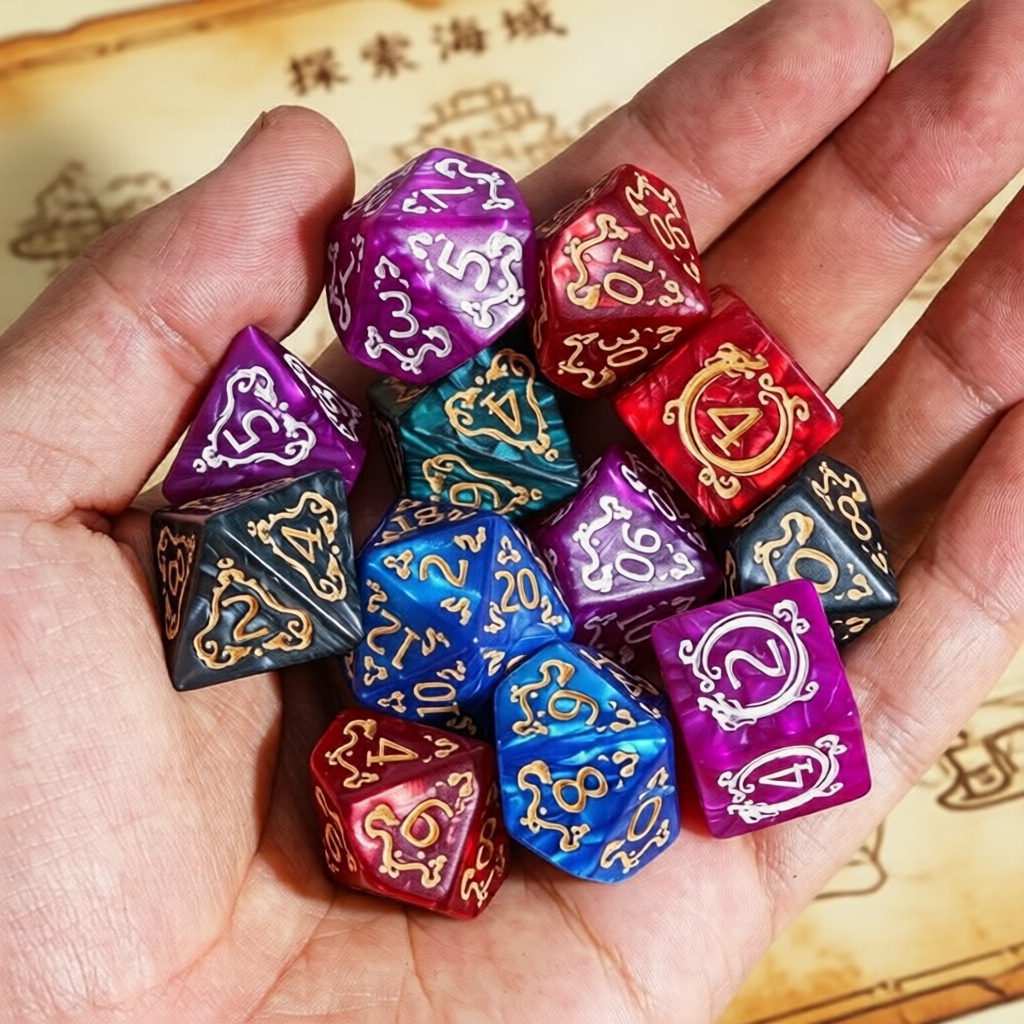 Bộ Xúc Xắc Đa Diện 7 Viên CISWGE RPG cho Game Board DND, Quà Tặng Cho Người Chơi Board Game Kèm Phụ 