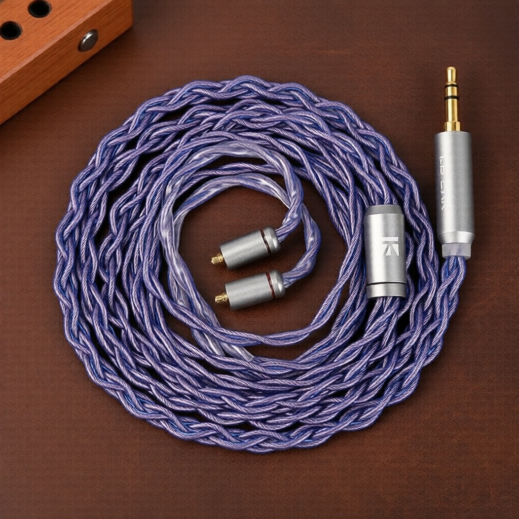 KBEAR Neon HiFi IEM Cable 4 lõi 5N OFC - Phích cắm 3.5mm/4.4mm, MMCX/2-Pin/QDC, màu tím