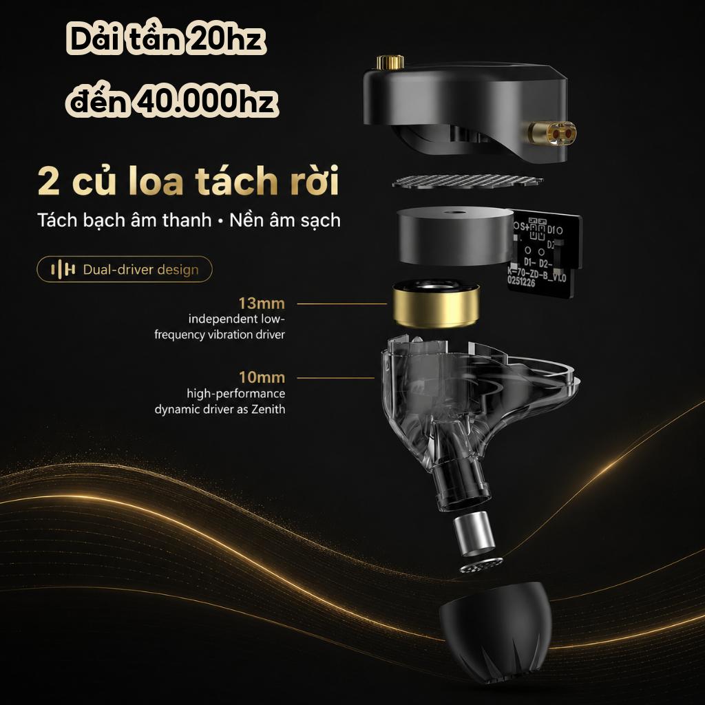 Tai nghe IEM KZ Vibe X Bass Rung Vật Lý Siêu Trầm, Gaming FPS, Nghe Nhạc, Xem phim | QMTECH STORE