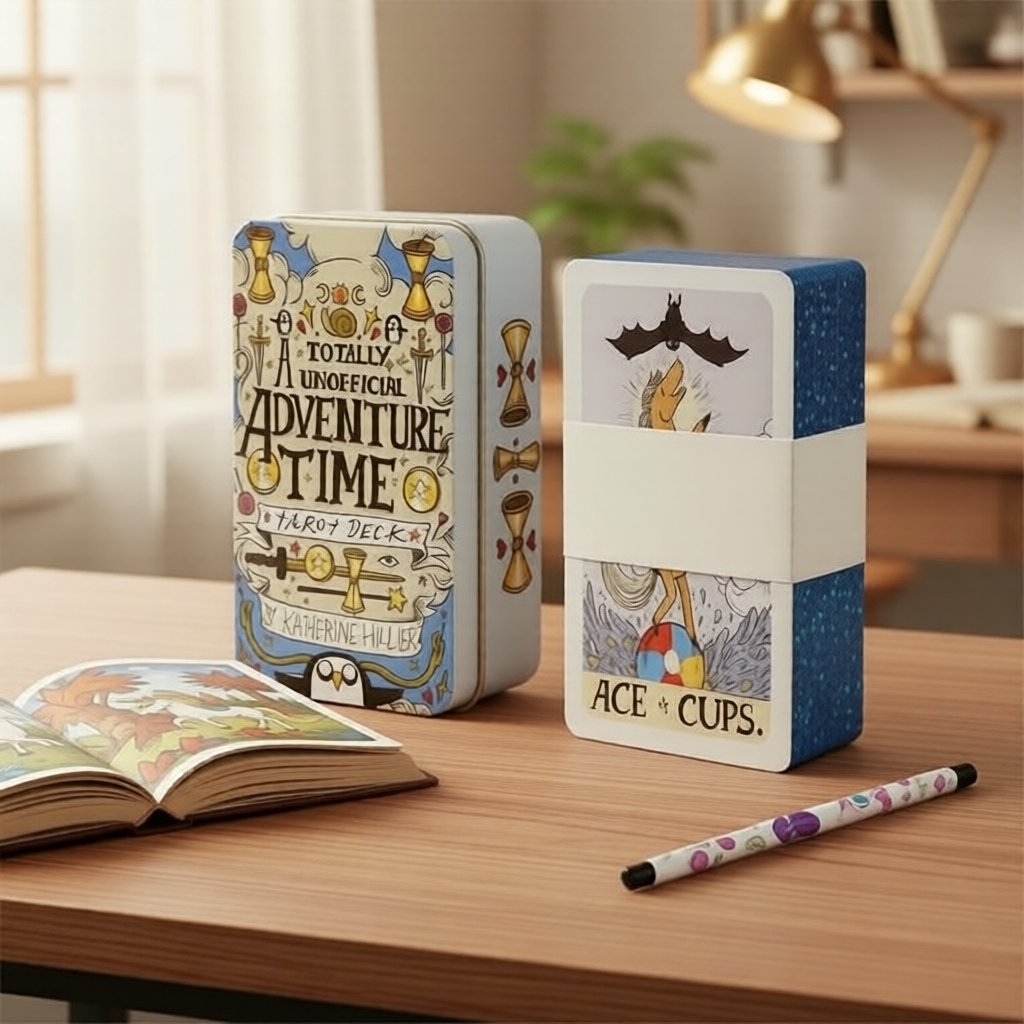 Bộ bài Tarot Adventure Time viền vàng – Hộp thiếc tặng kèm, phù hợp cho người mới & xem bài