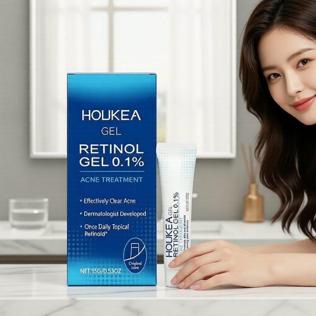 HOUKEA Gel Retinol 0,1%, Gel trị mụn & nốt mụn, Gel làm sạch mụn chuyên nghiệp, 15g