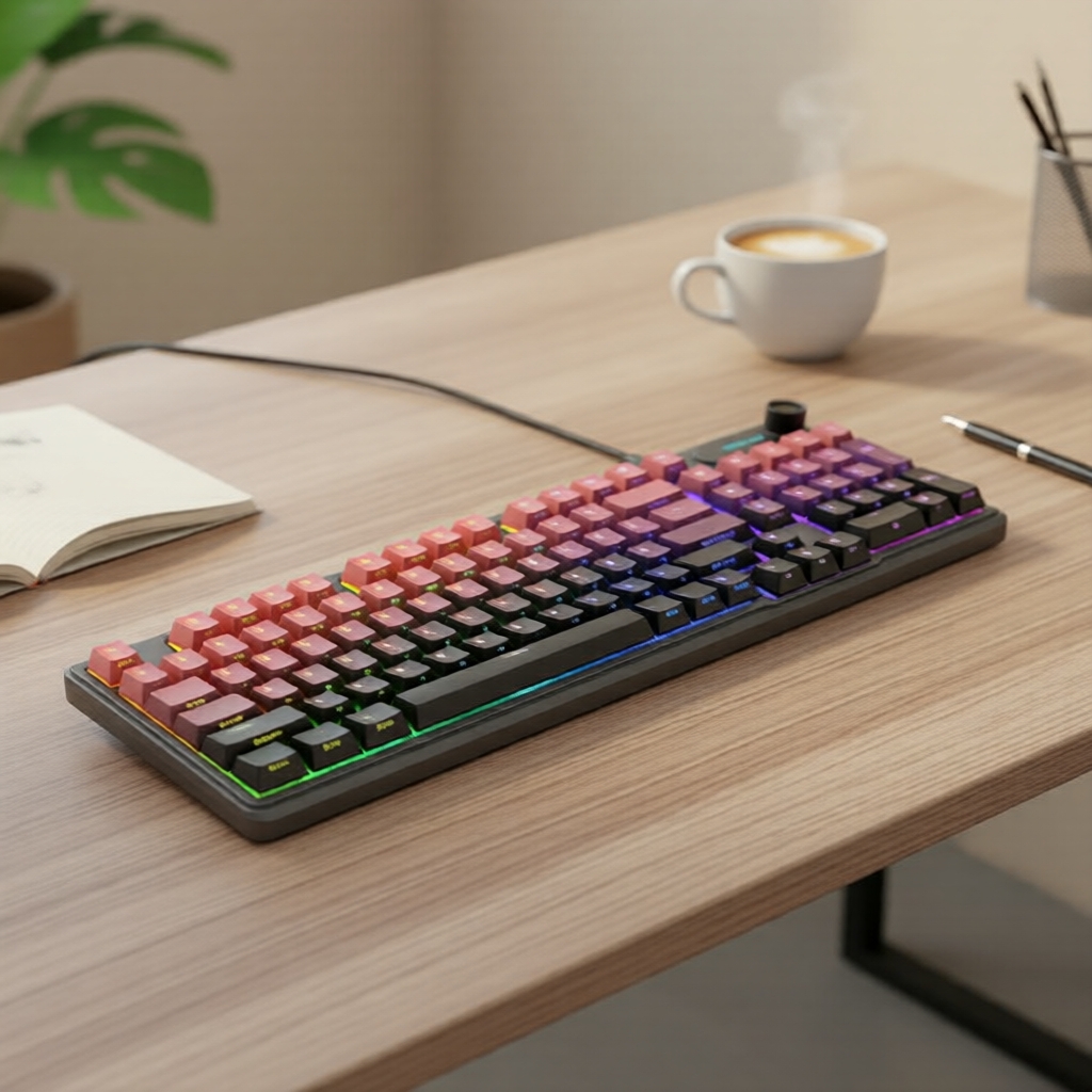 Bàn phím màng EWEADN V102 USB có dây – Dùng cho văn phòng và chơi game, đèn nền RGB, chống bóng ma