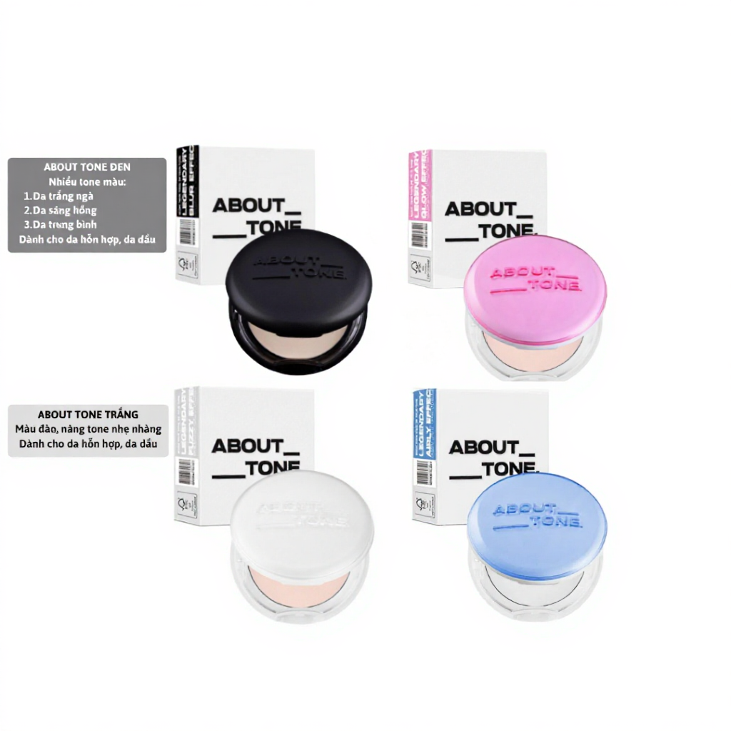 Phấn Phủ ABOUT TONE / EGLIPS Powder Pact Dạng Nén Nâng Tông, Kiềm Dầu, Chống Mốc Nền