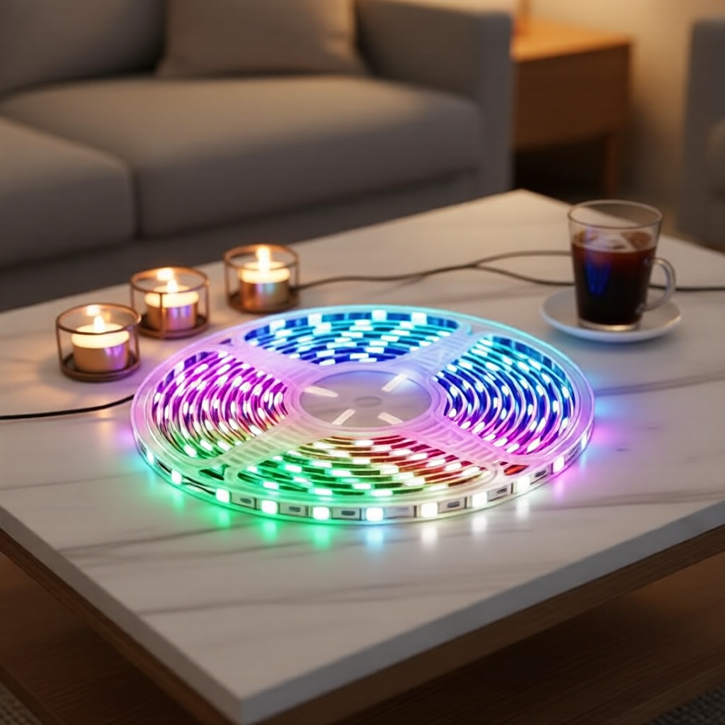 Dải đèn LED RGB 10m chạy pin kèm điều khiển cho phòng